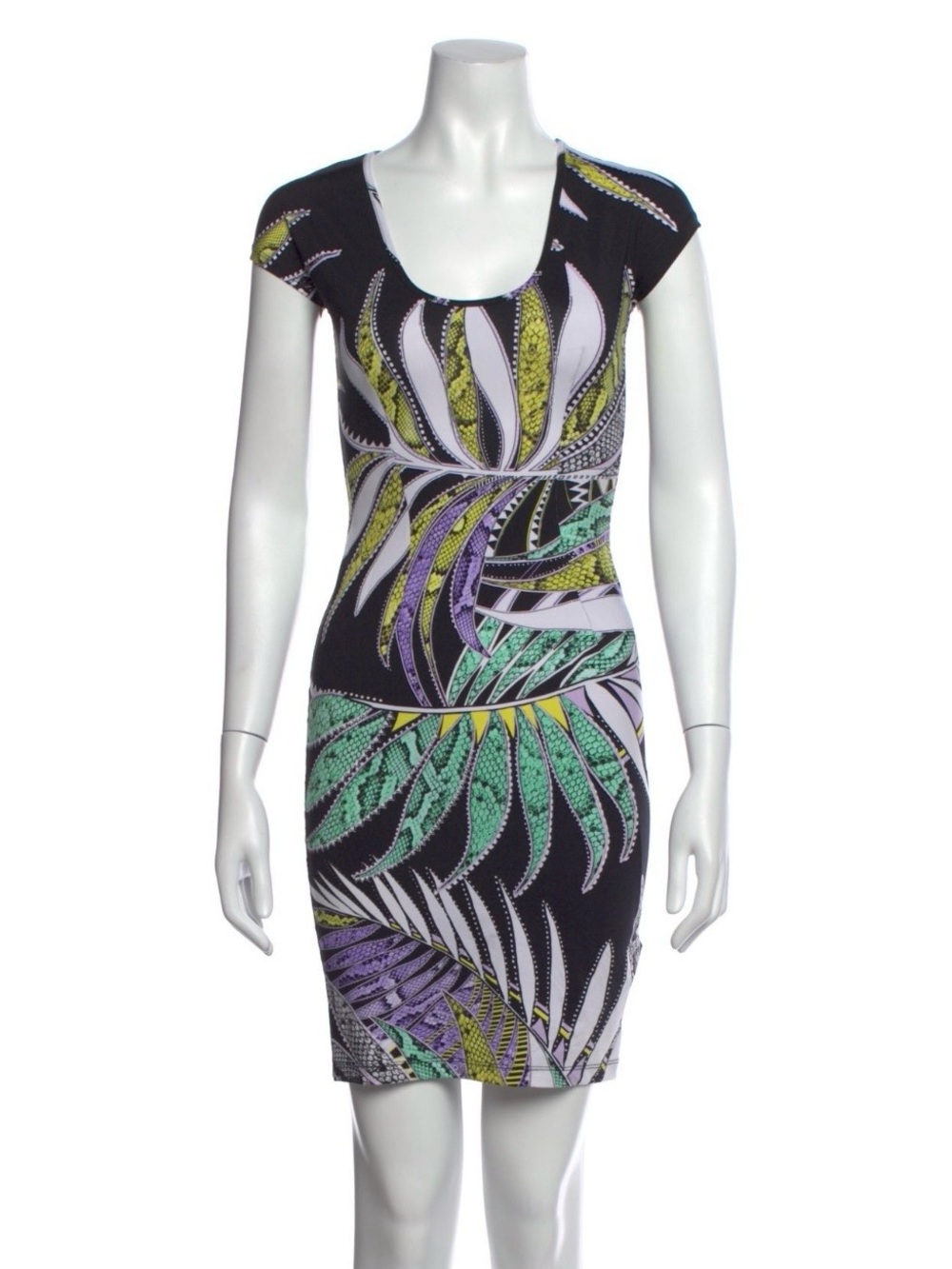 Just Cavalli Women Cap-Sleeve Printed Midi Dress size 46